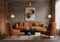 Cozy modern living room with warm earthy tones