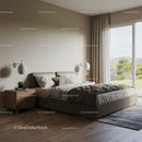 Modern Bedroom with Spacious Window and Scenic Green View