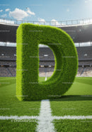 Green Grass Letter D Standing on Soccer Field
