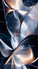 Abstract Metallic Swirls with Flowing Curves in Modern Digital Art