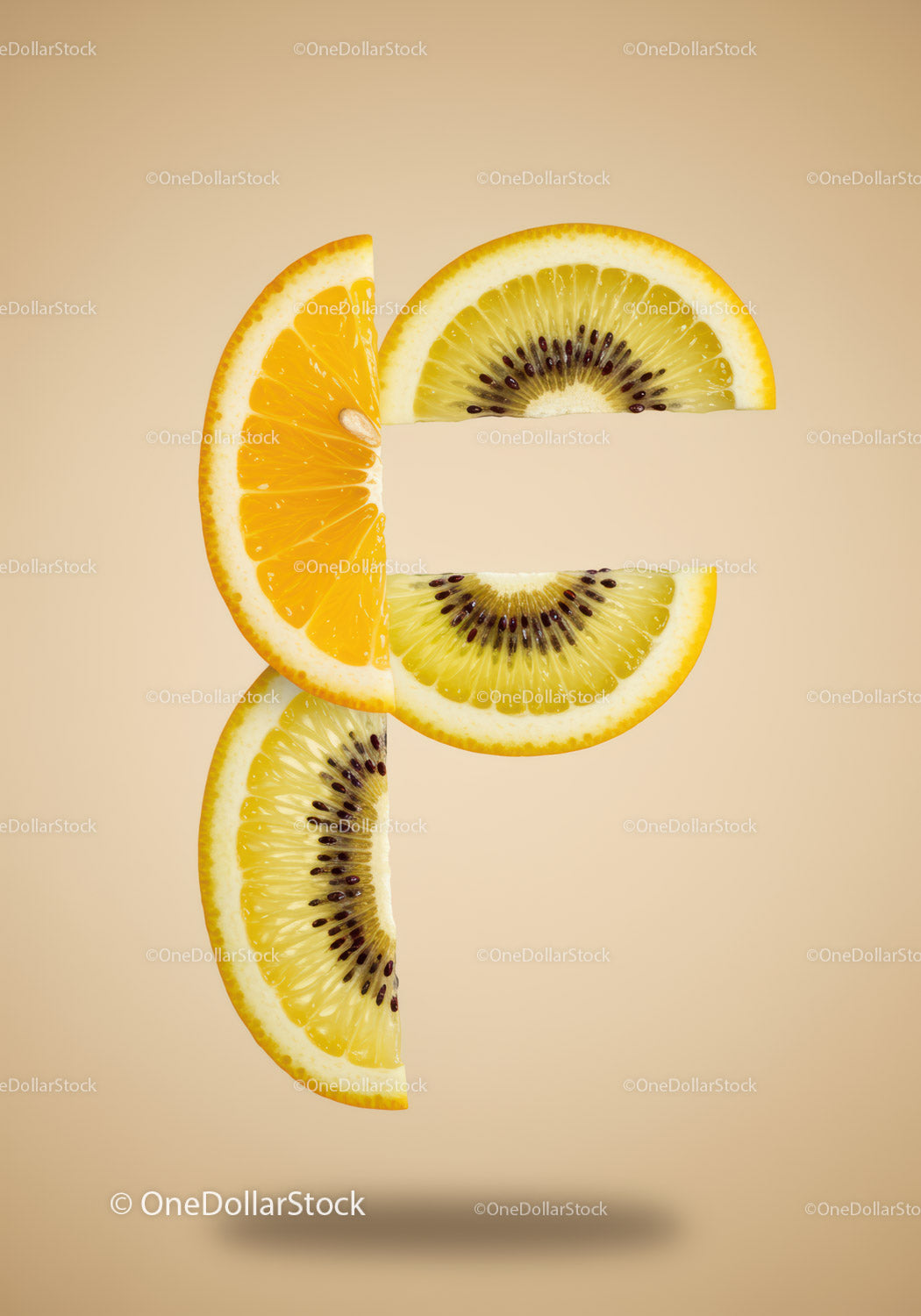 Creative fusion of orange and kiwi fruit slices