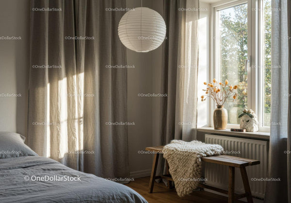 Cozy bedroom corner with natural light and simple decor