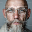 Thoughtful Elderly Man with Beard and Glasses in Close-Up Shot