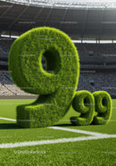 Large grass covered 99 percent sign in soccer stadium