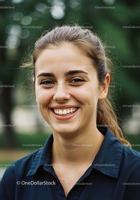 Young Woman Smiling Outdoors with Joyful Expression