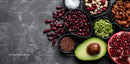Fresh Assorted Legumes and Seeds with Pomegranate and Avocado