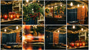 Cozy Christmas Market Stall with Lanterns and Textiles