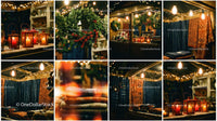 Cozy Christmas Market Stall with Lanterns and Textiles