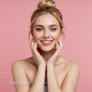Beautiful Young Woman Smiling with Bright Pink Background