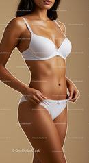 Elegant Woman in White Lingerie Showcasing Fit and Feminine Beauty