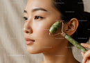 Woman Using Jade Roller for Facial Massage Skincare Routine
