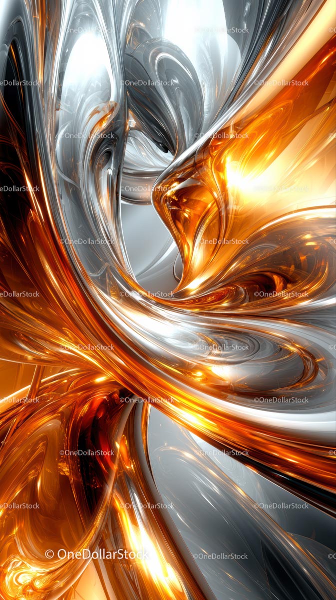Abstract Metallic Swirls with Dynamic Light Reflections