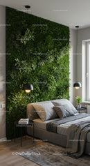 Modern Bedroom with Green Wall and Stylish Black Pendant Lights