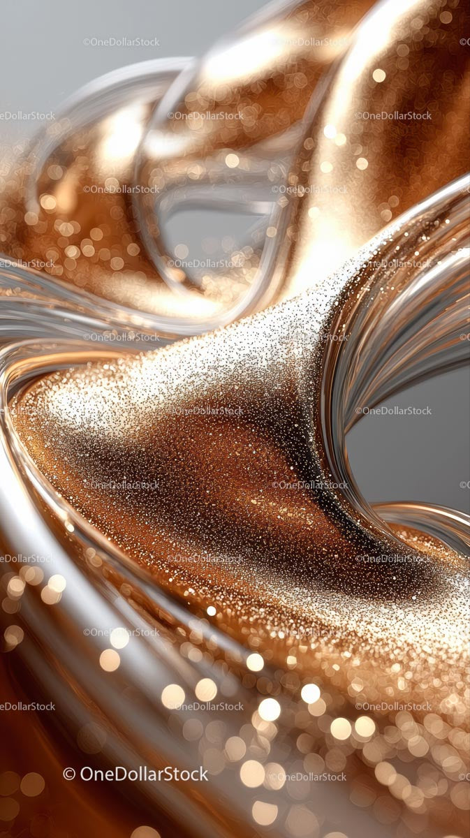 Abstract Metallic Bronze Liquid Art with Shimmering Effects