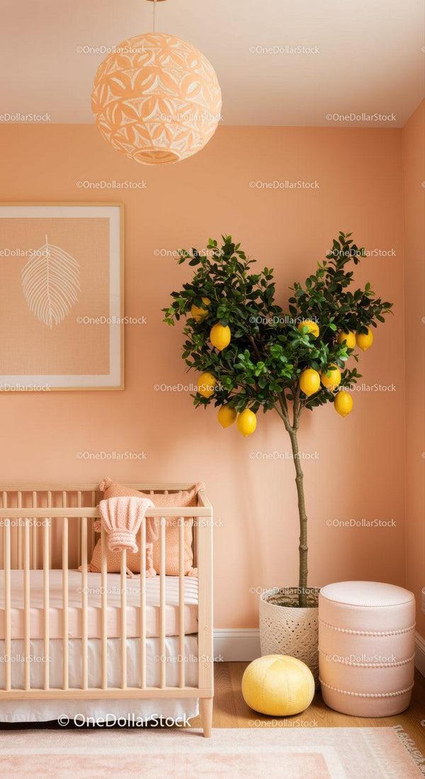 Jasny i Radosny Pokój Dziecięcy z Drzewkiem Cytrynowym i Nowoczesnym Wystrojem