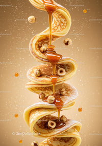 Swirling Pancakes with Hazelnuts and Dripping Honey