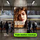 Train station display Editable PSD Mockup preview