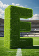 Large Grass-Covered Letter E on Soccer Field