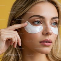 Close-Up of a Woman Applying Under Eye Patches for Skin Rejuvenation
