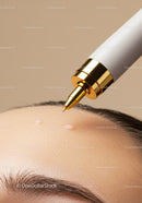 Close-up of a cosmetic dermatologist applying skin treatment on forehead