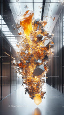 Futuristic Abstract Glass Sculpture in Modern Architectural Interior