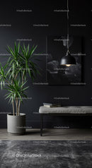 Modern Indoor Plant with Black Pendant Lamp in Stylish Contemporary Interior