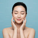 Portrait of a Calm Young Woman with Glowing Skin and Serene Expression