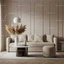 Cozy beige living room with modern decor and pampas grass