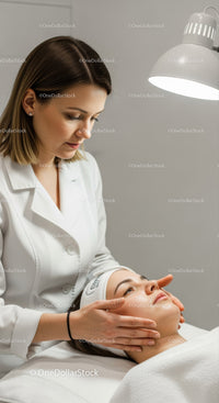 Skincare Specialist Performing Relaxing Facial Therapy in Spa Setting