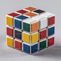 Colorful Rubik's Cube with Vibrant Red, Blue, Green, Yellow, and White Colors
