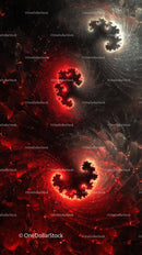 Vivid Abstract Fractal Art with Fiery Red and Black Spirals