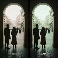 Before and after Film Look LUT Pack effect
