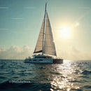 Luxury Yacht Sailing in Calm Seas at Sunset