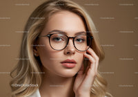 Portrait of a Stylish Woman Wearing Glasses with Blonde Hair