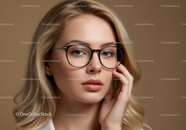Portrait of a Stylish Woman Wearing Glasses with Blonde Hair