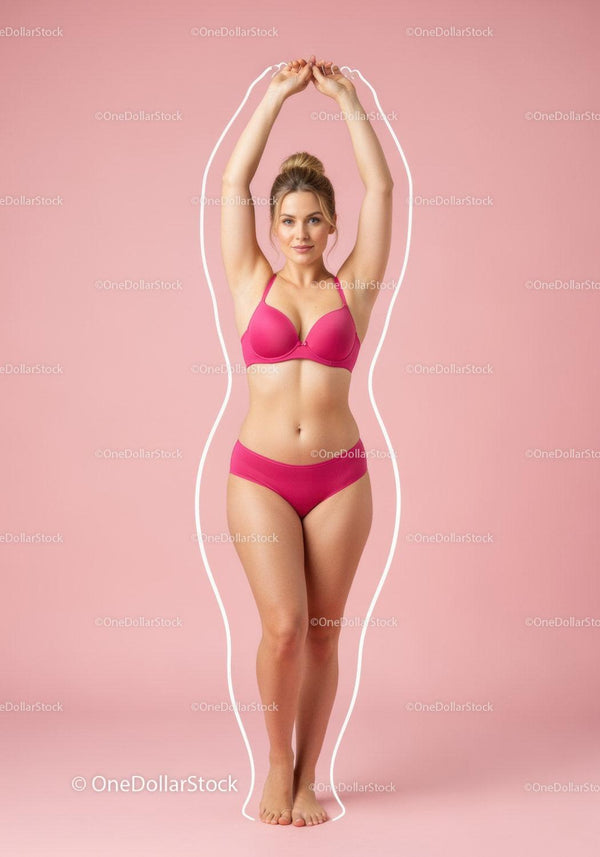 Elegant Woman in Pink Lingerie Performing Stretching Yoga Pose
