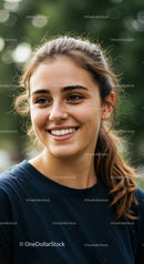 Young Woman Smiling Outdoors in Natural Light