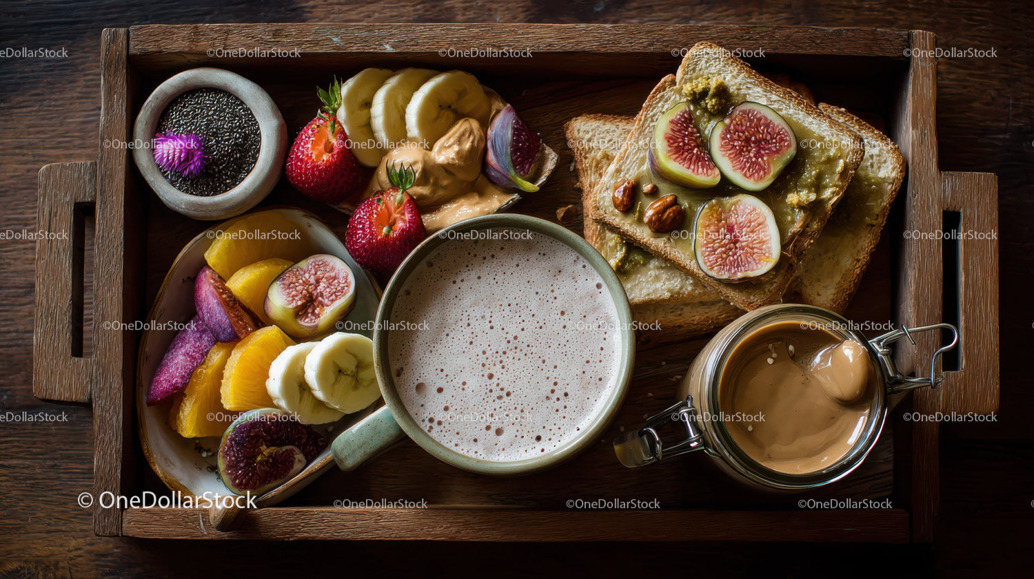 Colorful Fruit Platter with Smoothie and Nutrition Boost