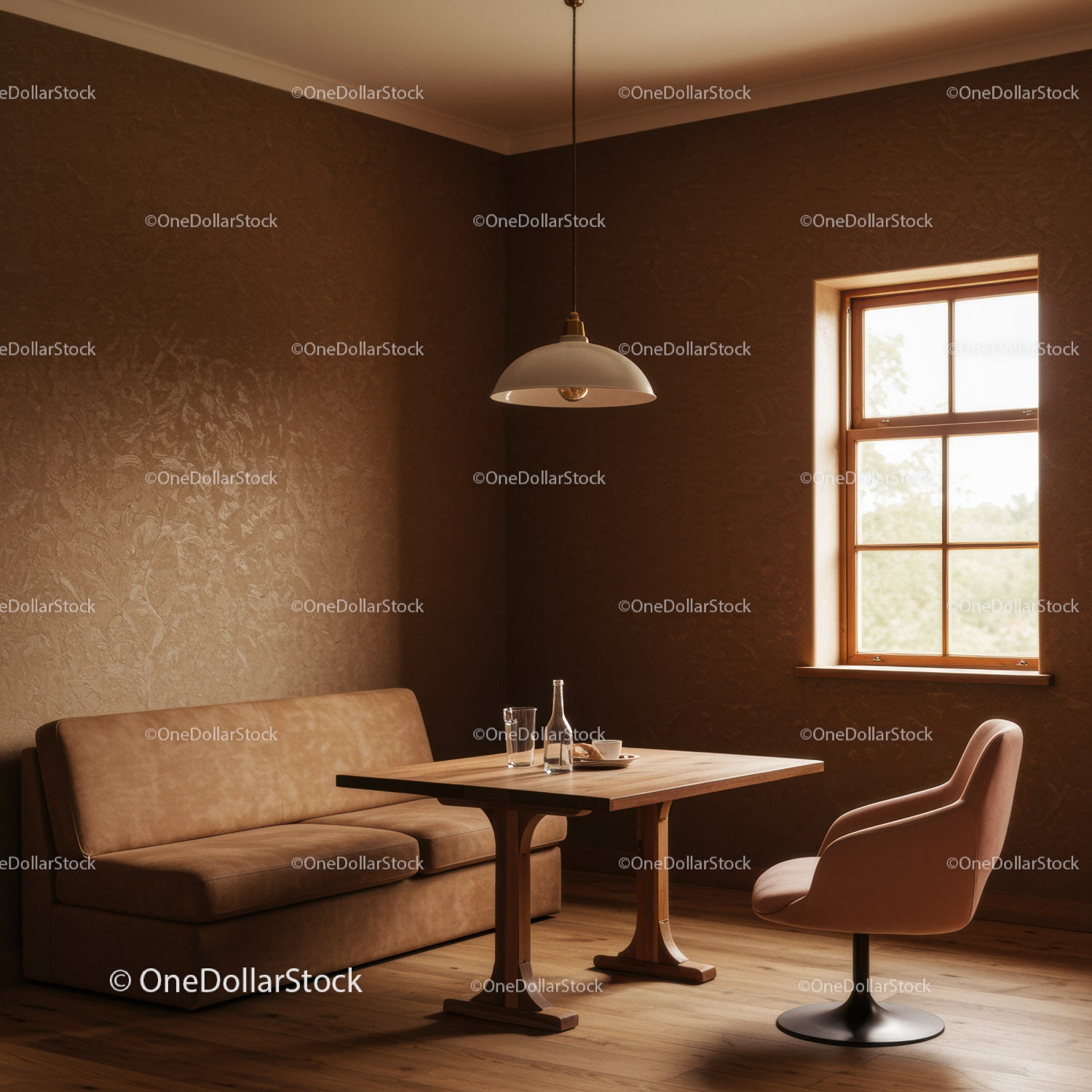 Przytulny salon z drewnianymi meblami i naturalnym światłem