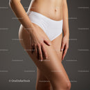 Close-Up of Female Body in White Underwear with Smooth Skin in Studio