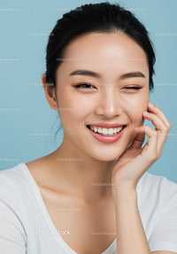 Happy Girl Winking With Bright Smile and Radiant Skin
