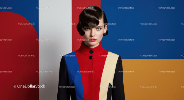 Modern fashion portrait with bold color block design