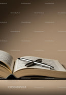 Open Book with Pens on Desk for Study and Learning