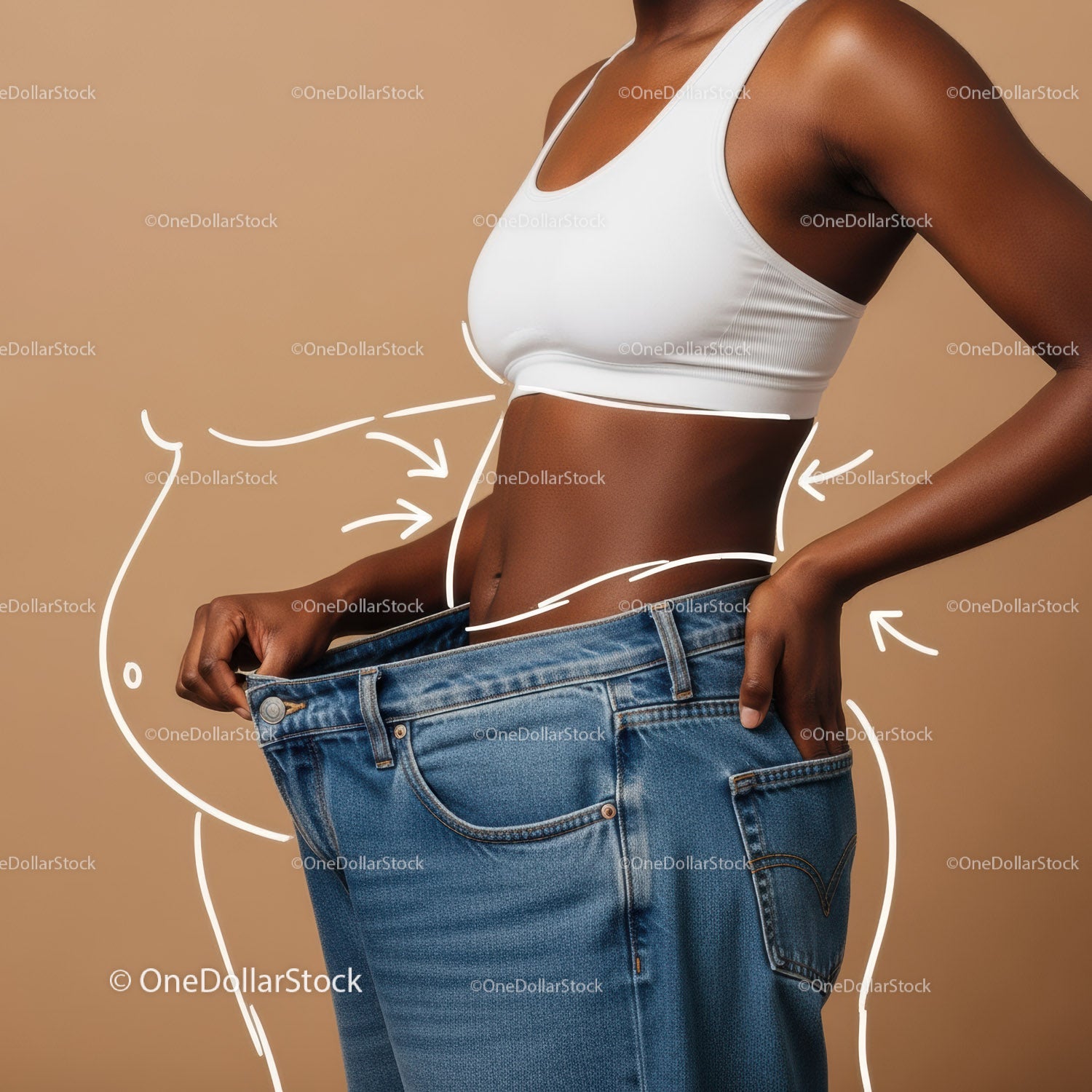 Progressive Body Transformation of a Woman in Casual Sportswear