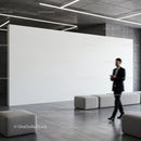 Businessman walking in modern minimalistic lobby space