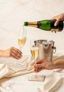 Champagne Toasting Scene with Bubbles and Elegant Glassware