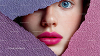 Close-Up Portrait of a Glamorous Model with Pink Lipstick