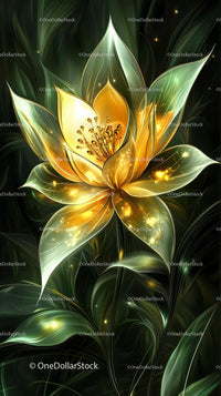 Beautiful Illuminated Flower in Fantasy Botanical Art Style