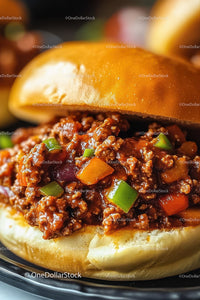 Juicy Cheeseburger with Green Peppers and Melted Cheese