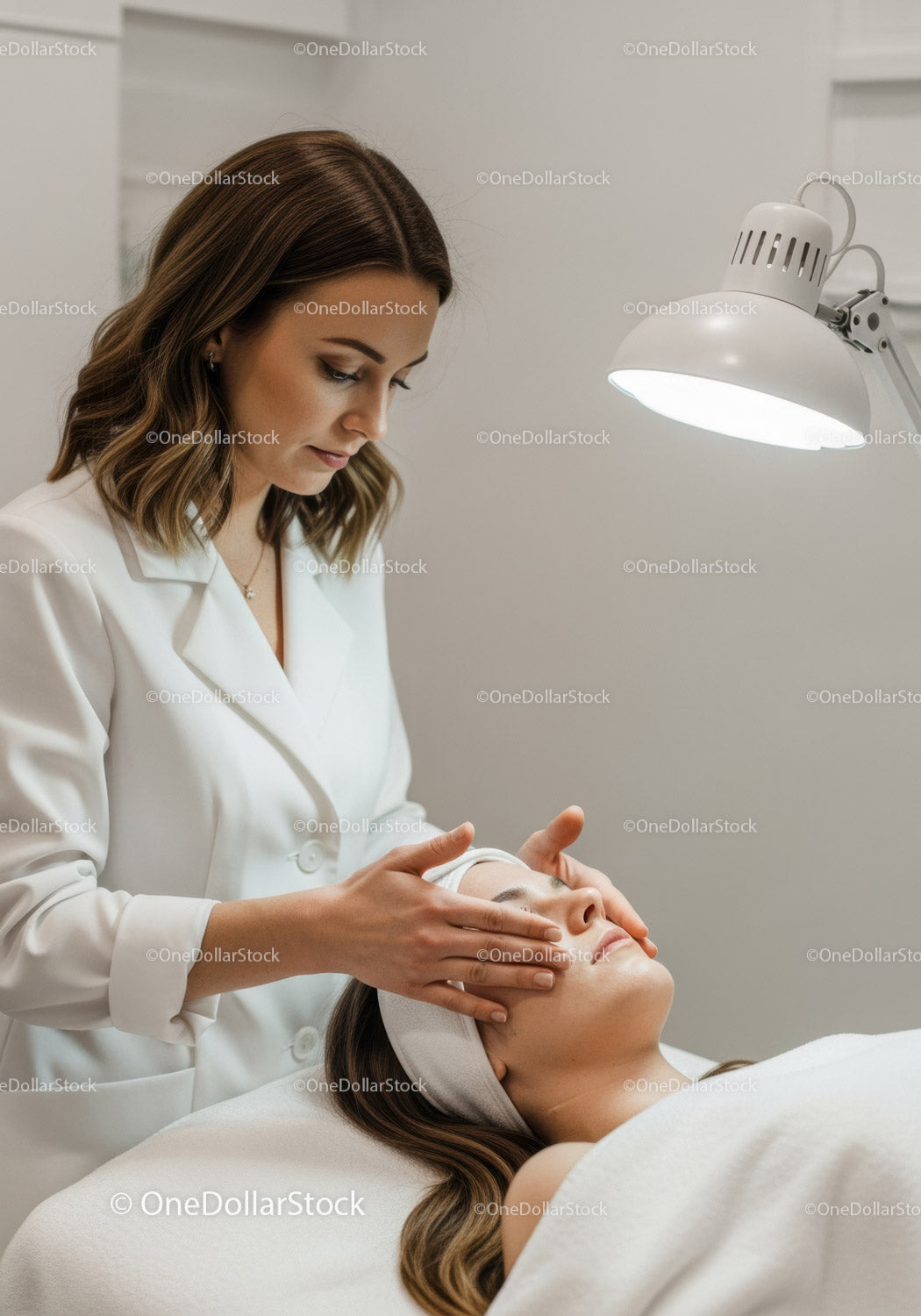 Profesjonalna kobieta korzystająca z zabiegów pielęgnacyjnych twarzy w spa